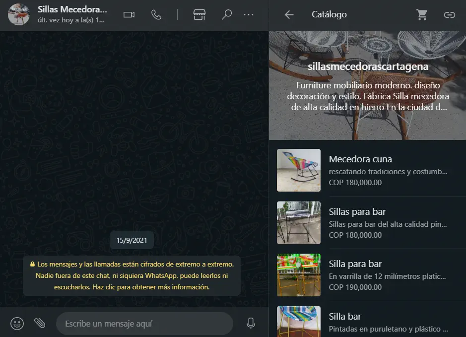 Imagen en miniatura del catálogo de WhatsApp sillas mecedora Cartagena